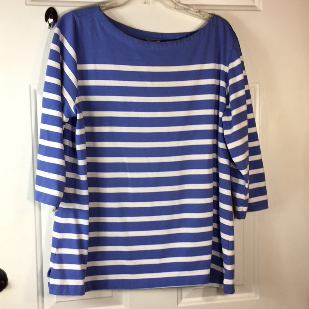 L.L.Bean blue white stripes xlarge top
